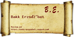Bakk Erzsébet névjegykártya